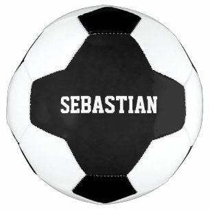 Personalised black white custom name sports team soccer ball