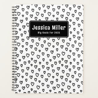Personalised Black & White Doodle Pattern Heart  Planner