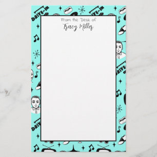 Personalised Black, White Fifties Style Retro   Stationery