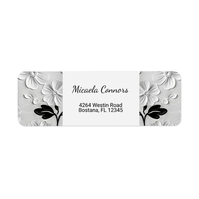 Personalised Black & White Florals Return Address  (Front)