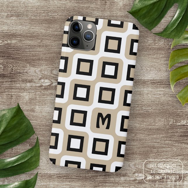 Personalised Black White Geometric Art Pattern iPhone Case (Creator Uploaded)