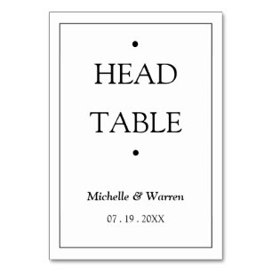 Personalised Black & White Head Table Number