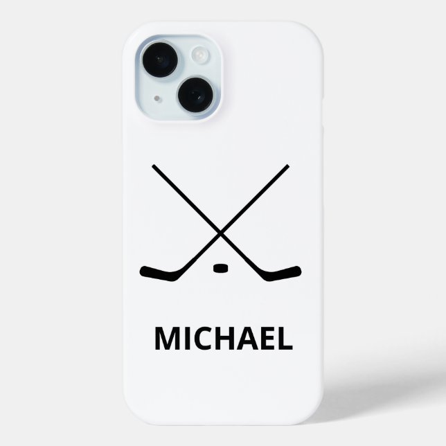 Personalised black white Hockey Sticks and Puck    Case-Mate iPhone Case (Back)