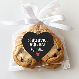 Personalised Black White Homemade With Love Heart Sticker