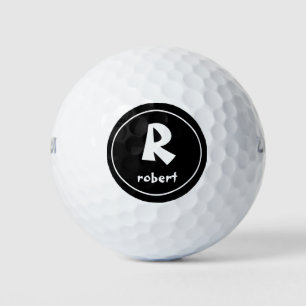 Personalised Black & White Initial Monogam Name Golf Balls