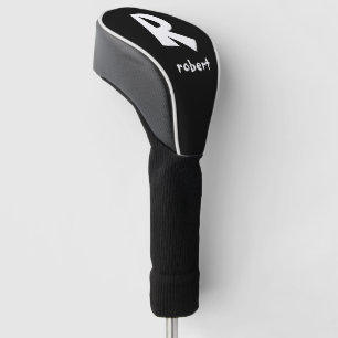 Personalised Black & White Initial Monogam Name Golf Head Cover