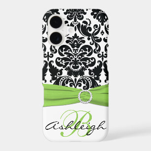 Personalised Black, White, Lime Damask iPhone 7