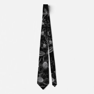 Personalised Black White Line Art Wedding Tie