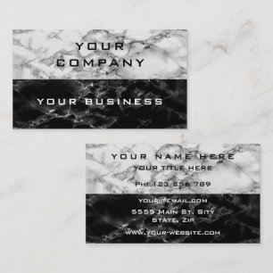 Personalised Black White Marble Business Card