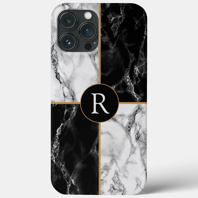 Personalised Black White Marble iPhone Case (Back)