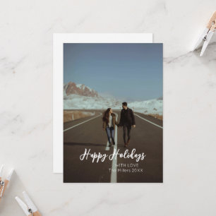 Personalised Black-White Minimalist Holiday Photo Invitation