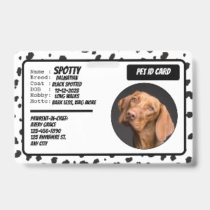 Personalised Black White Modern Dog Photo ID Badge