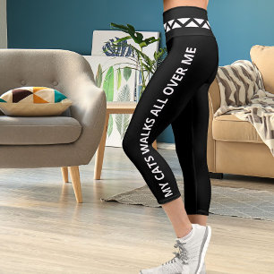 Personalised Black White Modern Urban Streetwear Capri Leggings