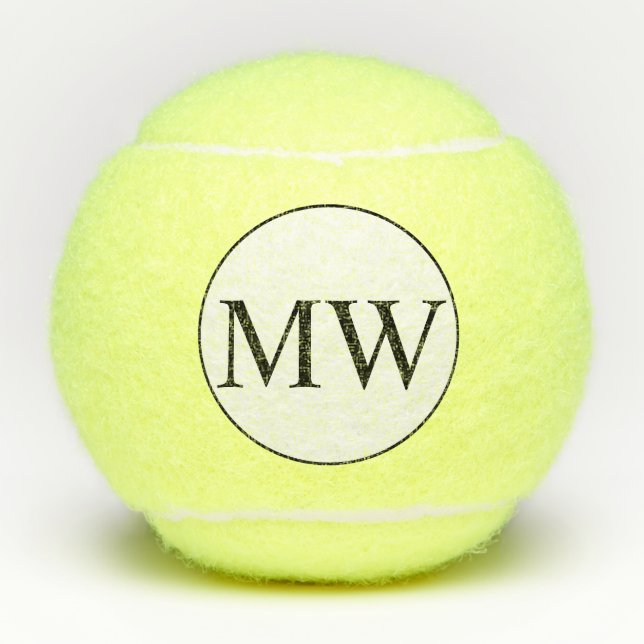 Personalised Black White Monogram Initials Tennis Balls (Front)