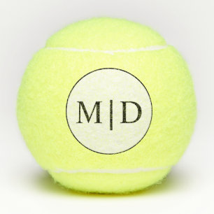 Personalised Black White Monogram Initials Tennis Balls