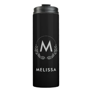 Personalised Black & White Monogram Thermal Tumbler
