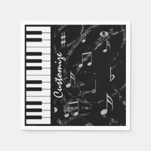 Personalised Black & White Piano Music Napkins 3