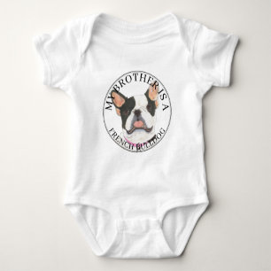 Personalised Black & White Pied French Bulldog Baby Bodysuit