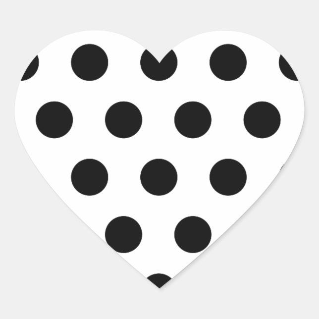 Personalised Black & White Polka Dots Heart Sticker (Front)