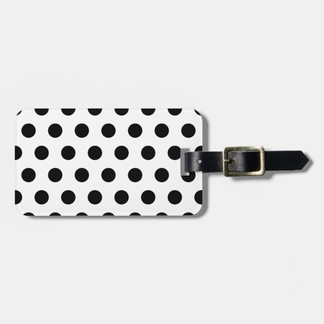 Personalised Black & White Polka Dots Luggage Tag (Front Horizontal)