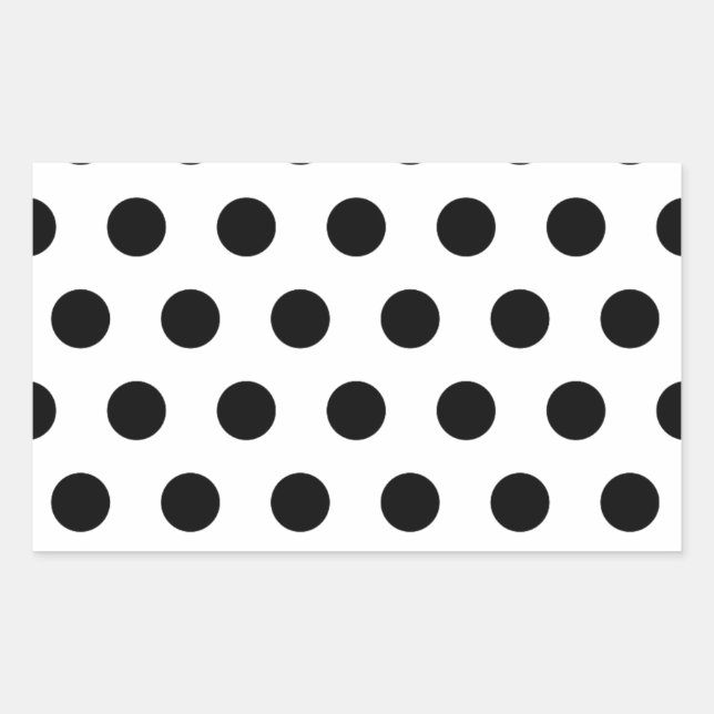 Personalised Black & White Polka Dots Rectangular Sticker (Front)
