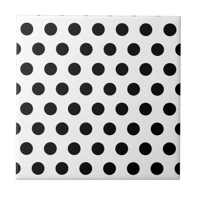 Personalised Black & White Polka Dots Tile (Front)