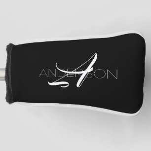 Personalised black white simple modern      golf head cover