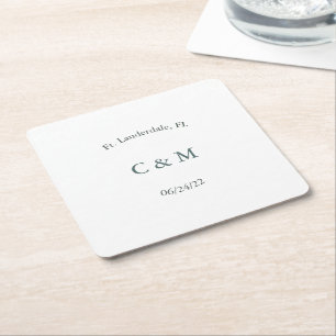 Personalised Black & White Square Paper Coaster