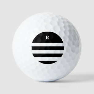 Personalised Black & White Striped Golf Balls
