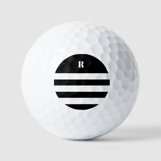 Personalised Black & White Striped   Golf Balls (Front)