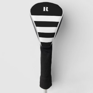 Personalised Black & White Striped Golf Head Cover