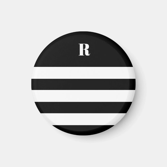 Personalised Black & White Striped  Magnet (Front)