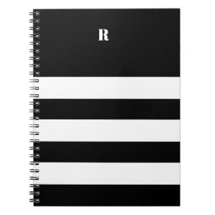 Personalised Black & White Striped   Notebook