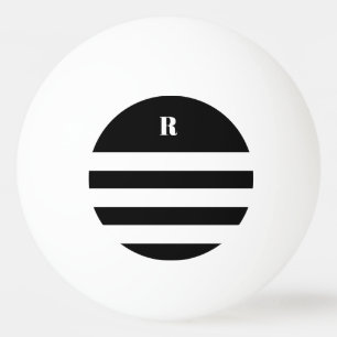 Personalised Black & White Striped   Ping Pong Ball