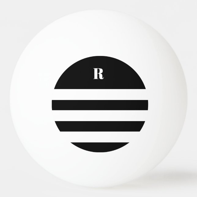 Personalised Black & White Striped   Ping Pong Ball (Front)