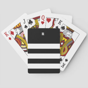 Personalised Black & White Striped Tote Bag Playing Cards