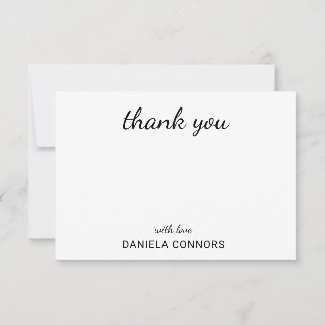 Personalised Black & White Thank You Card (Front)