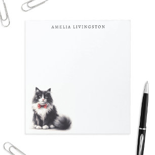 Personalised Black White Tuxedo Cat Notepad