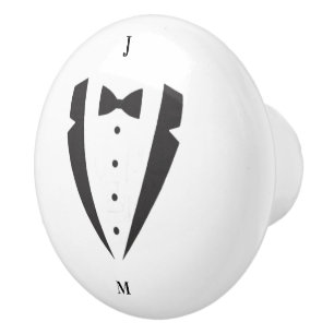 Personalised Black & White Tuxedo Ceramic Knob