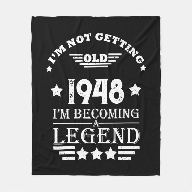 Personalised black white vintage 75th birthday  fleece blanket (Front)