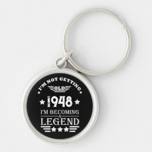 Personalised black white vintage 75th birthday  key ring