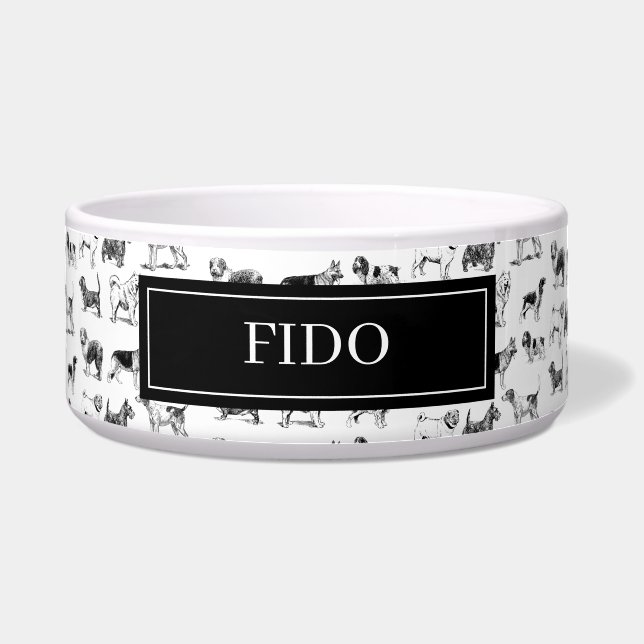 Personalised Black & White Vintage Dogs Pattern  (Front)