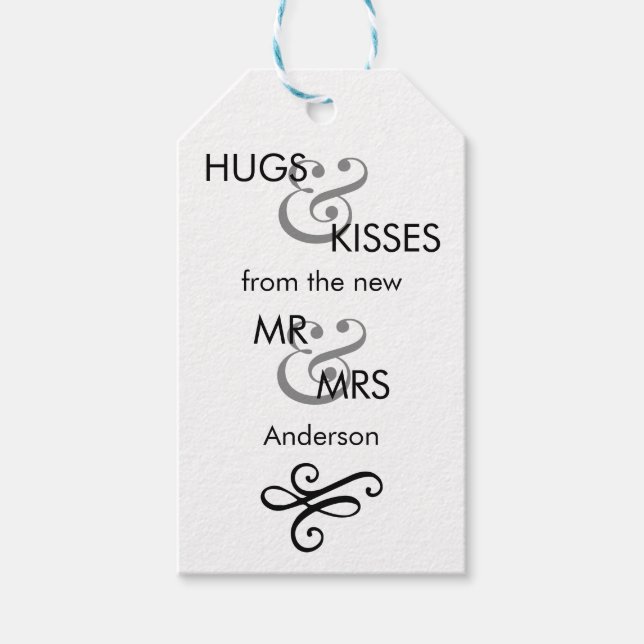 Personalised Black & White Wedding Gift Tag (Front)