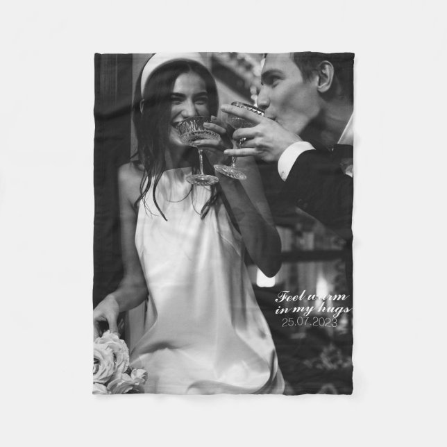 Personalised Black & White Wedding Photo Blanket  (Front)