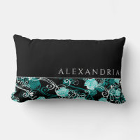 Personalised Black & White with Teal Rose Pattern