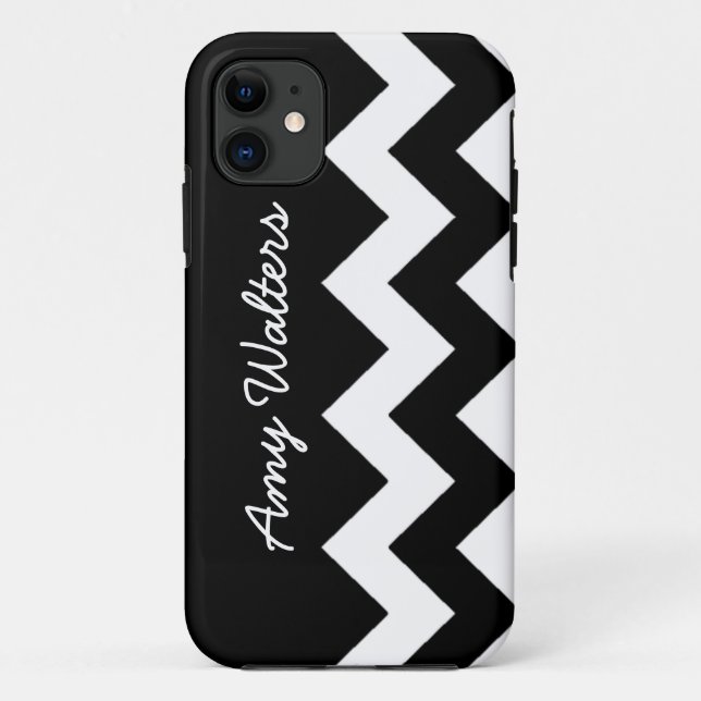 personalised black/white zig-zag Case-Mate iPhone case (Back)