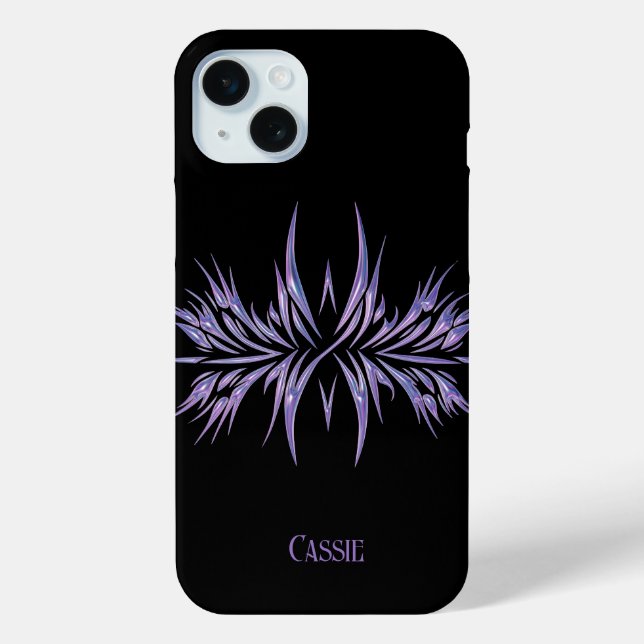 Personalised Black with Purple Tribal Design Case-Mate iPhone Case (Back)