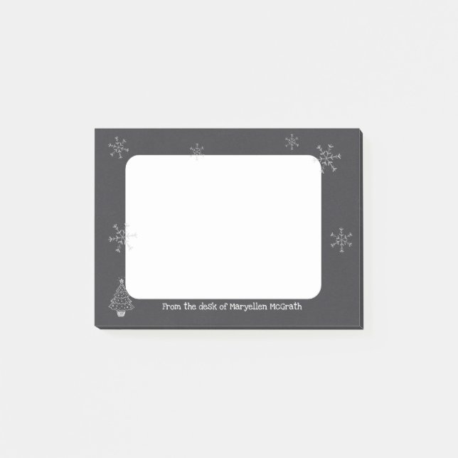 Personalised Blackboard Snowflake Design Post-it Notes (Front)