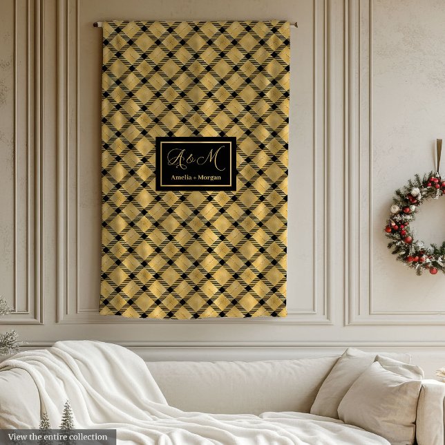 Personalised Blanket Black Gold Modern Wedding Gif (Personalized Blanket Black Gold Modern Wedding Gift)