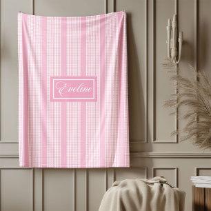 Personalised Blanket Classic Pink Plaid Accent